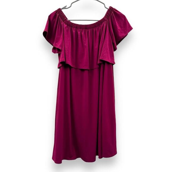RTR Rosie Pope Luisa Dark Pink Off The Shoulder Mini Maternity Dress Sz‎ S - Picture 2 of 10